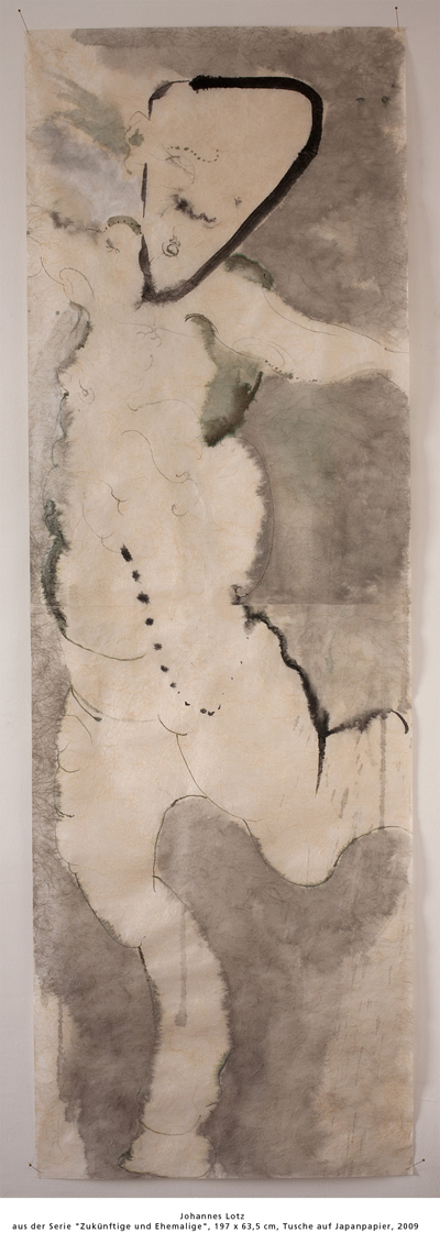 Johannes Lotz  aus der Serie "Zuknftige und Ehemalige", 197 x 63,5 cm, Tusche auf Japanpapier, 2009